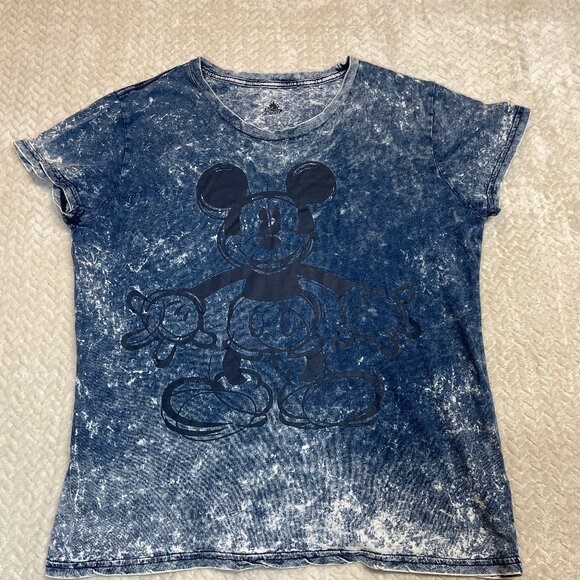 Disney Tops - Disney Acid Wash Mickey Mouse Short Sleeve T-shirt Women Size XL